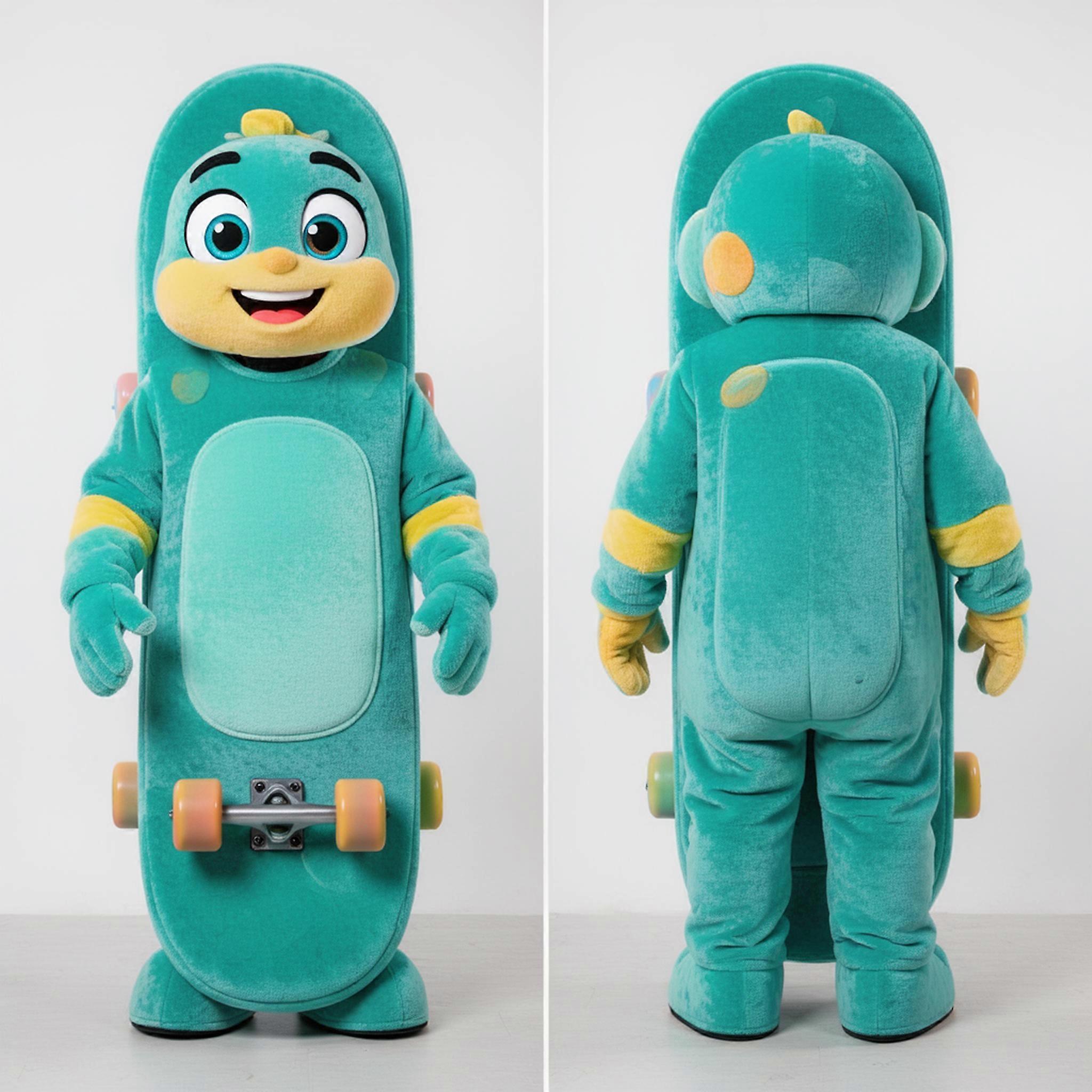 MASTICOT Teal Velvety Skateboard Mascot