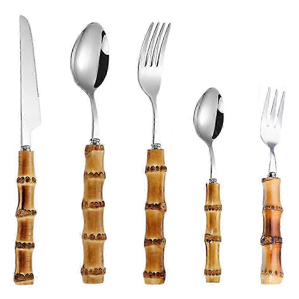 Elegant Bamboo Stainless Flatware Set