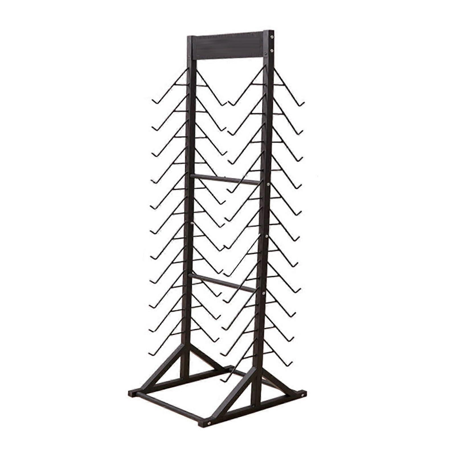 Double Sided Floor Sample Display Rack, SpaceSaving Wood Tile Stand for Showroom