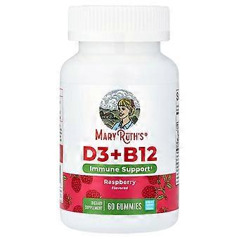 MaryRuth's, D3 + B12 Gummies, Raspberry, 60 Gummies