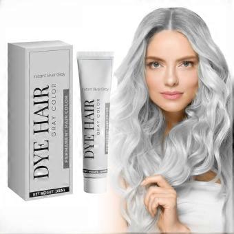 Silver Gray Hair Dye 2025, Ammonia Cream Formula with Keratin Nourishing Care, LongLasting Vegan Permanent Grey Color for Women and Men