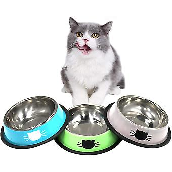 Katzennapf 3-teiliger Katzennapf, Edelstahl-Katzennapf-Set, Futterautomat und Tränke für Hamsterhasenwelpen
