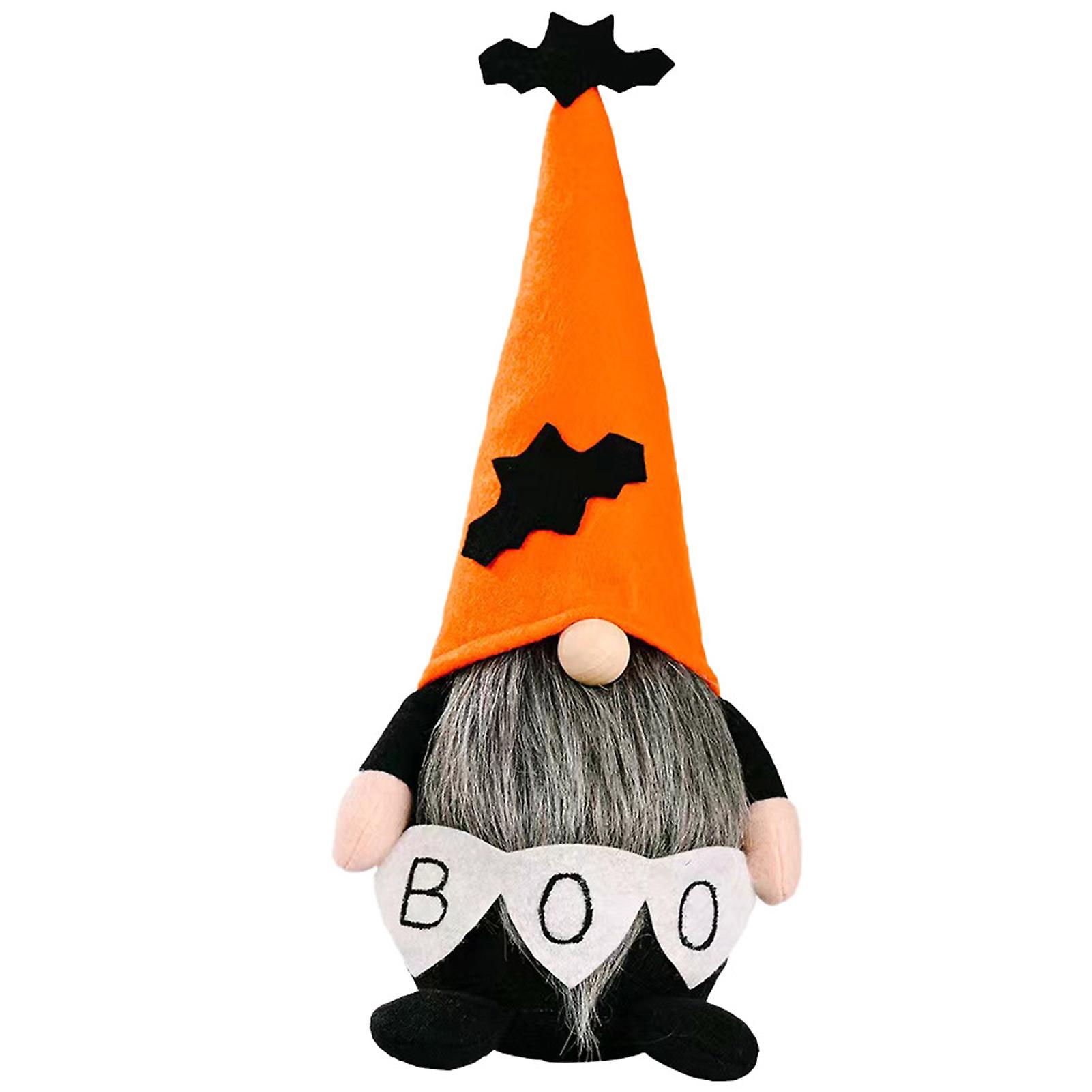 Halloween Gnomes Decorations Stuffed Faceless Lovely Plaid Print Or Bat Hat Gnome For Desktop Home Decor