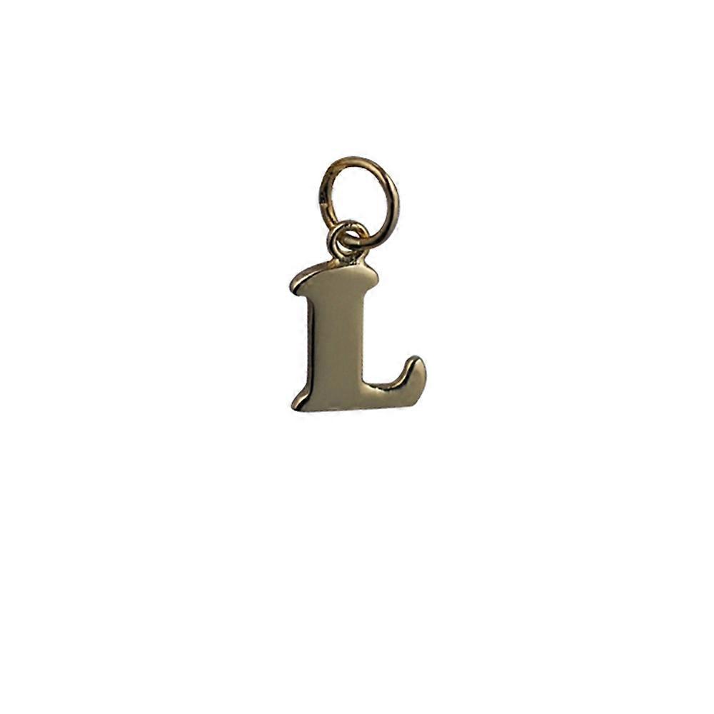 9ct Gold 10x10mm plain Initial L Pendant or Charm