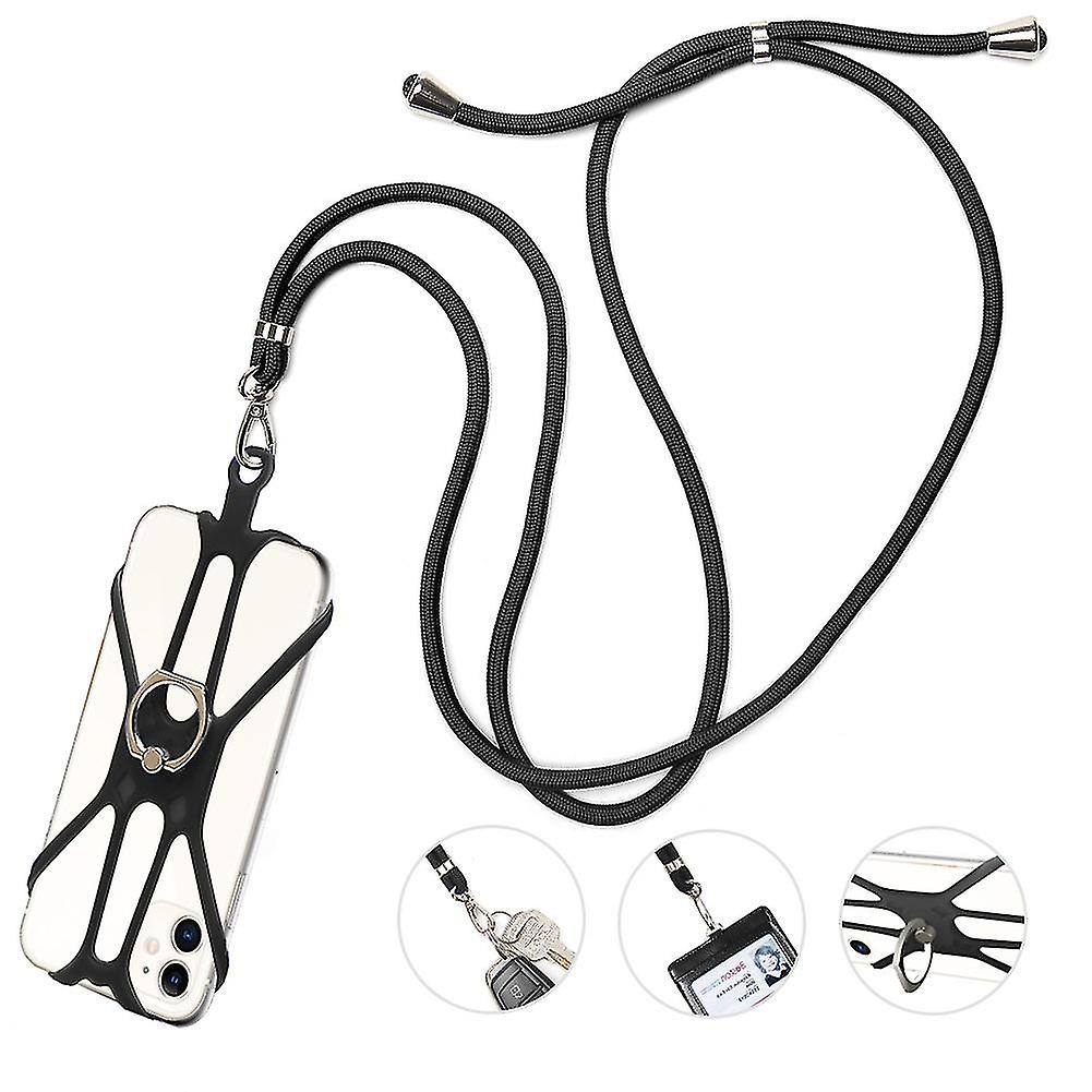Universal Phone Lanyard Holder And Ring Grip, Silicone Cell Phone Lanyard Neck Strap And Phone Ring Holder Stand Compatible With Most Smartphones
