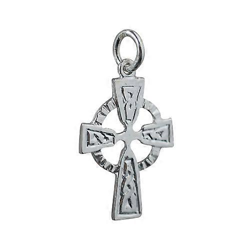 Silver 22x16mm Celtic embossed pattern Cross