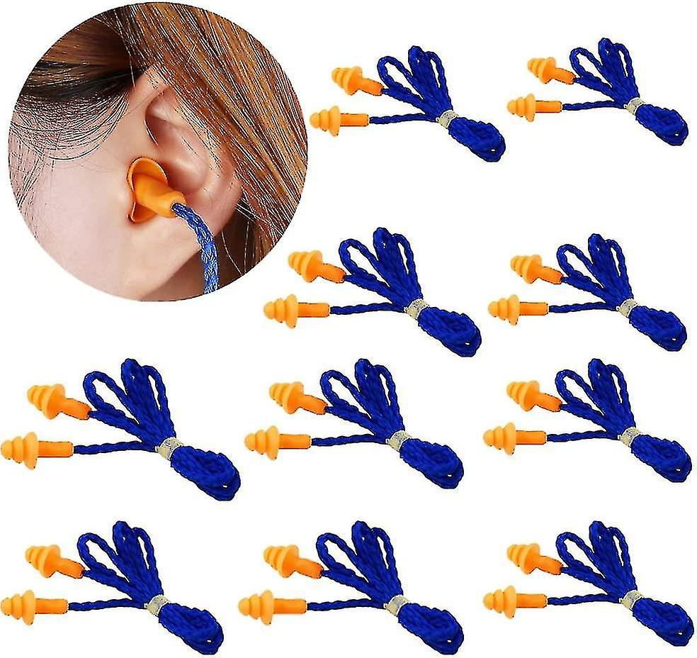 Ear Plugs Soft Silicone Corded Reusable , 10-pair Per Pack Acsergery Gift