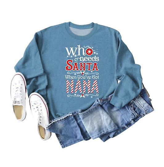 Rundhalsade toppar Kvinnor Höstvintermode Jultema Lös långärmad Dam Nyanlända Roligt mönster Brevtryck Casual Plus Size Sweatshi