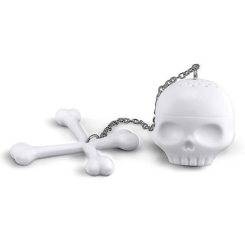 Tea Strainer, White Infuser Simulation Skull Shape Silicone Tea Leaf Strainer Filter For Home Office