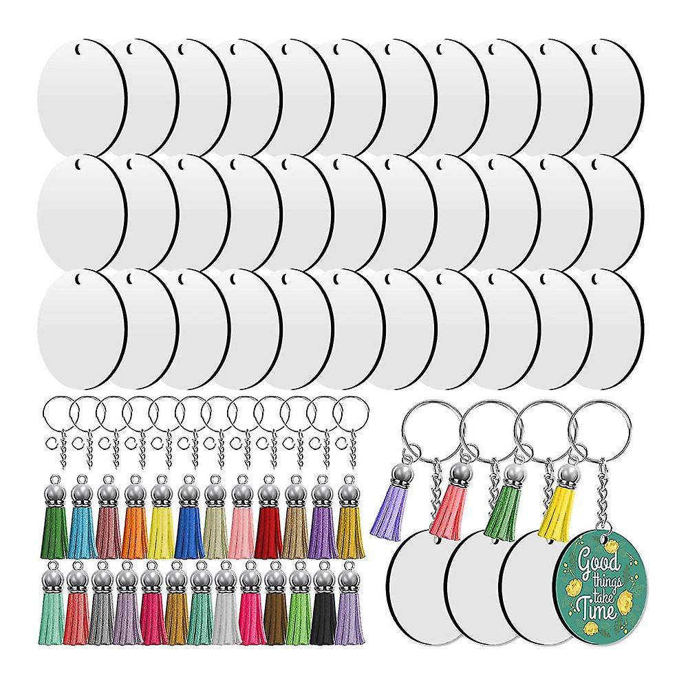 Sublimation Blanks Keychains,200 Pcs 2inch Round Sublimation Blanks Keychain Circle With Tassels,fo