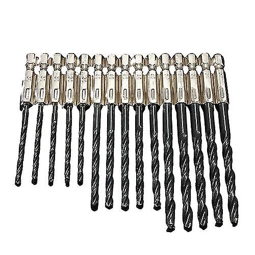 15 Pcs High Speed Steel Titanium Coated Twist Drill Bits Set 3 4 5mm Hex Shank
