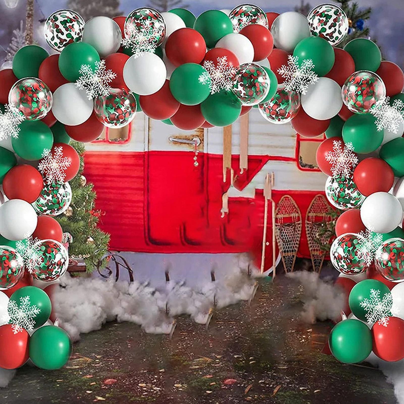 Xmas Christmas Balloons Garland Arch Kit With Green White Red Transparent Style For For Christmas Xmas Party Decor