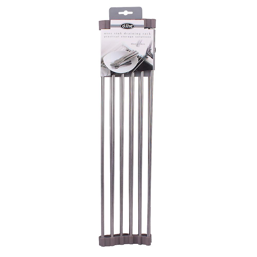D.Line Over Sink Roll Up Draining Rack Corrosion Resistant Bpa Free 48x24cm Grey