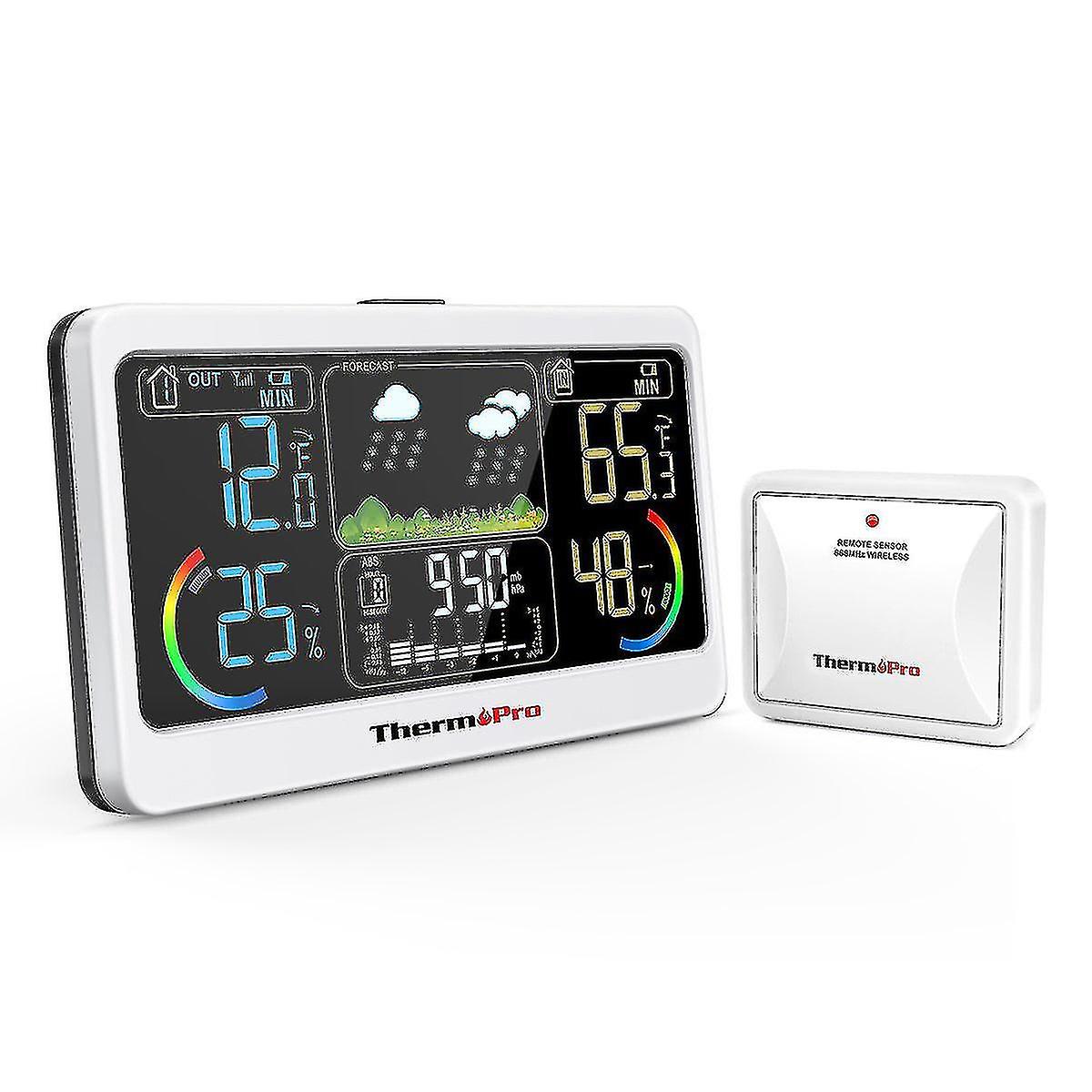Thermopro Tp68c 150m Wireless Weather Station Chargeable Room Thermomether Hygrometer With Weather Forecast Big Lcd Display