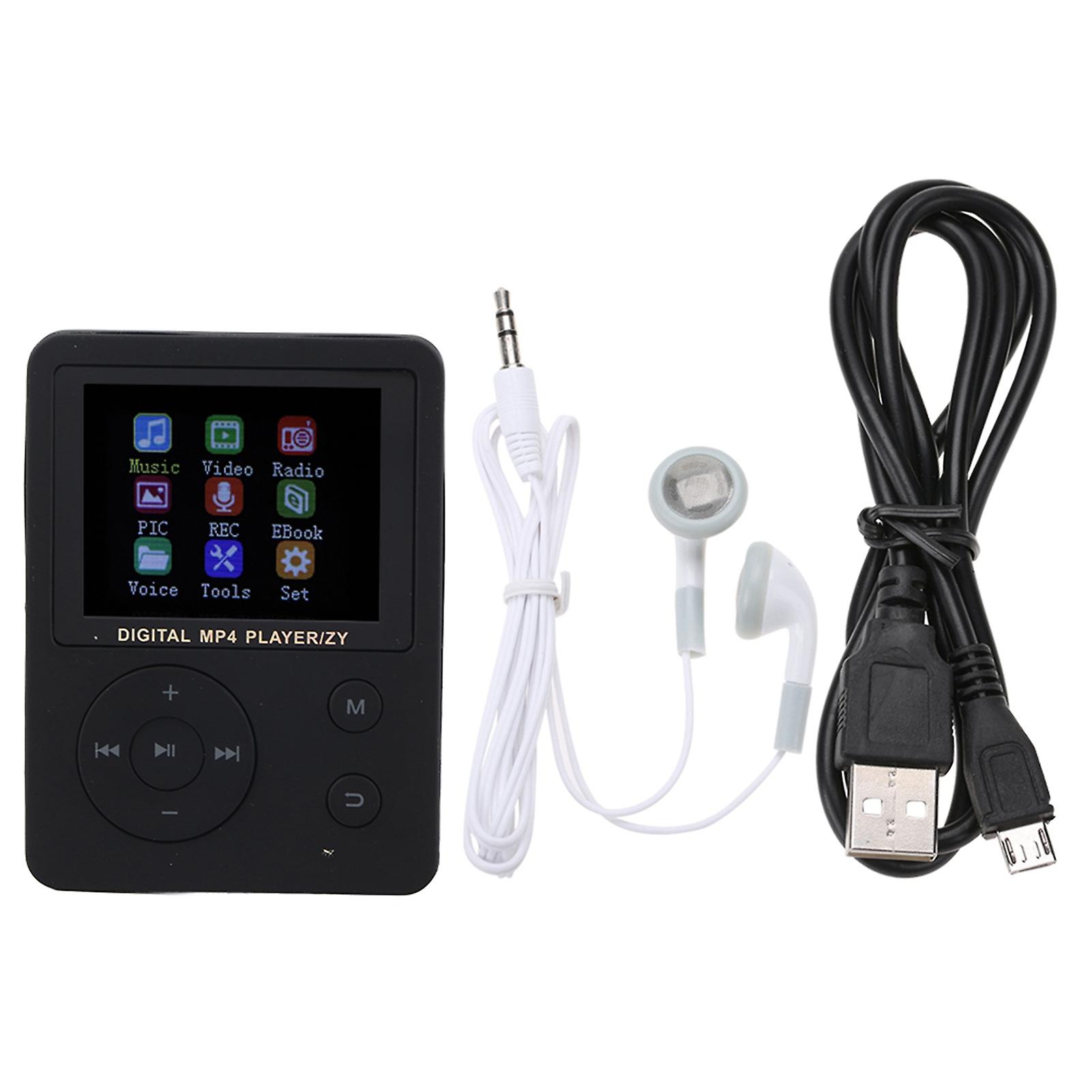 Thin Lightweight Portable Color Screen HiFi Player MP3 MP4 Music Player USB Round Button Black