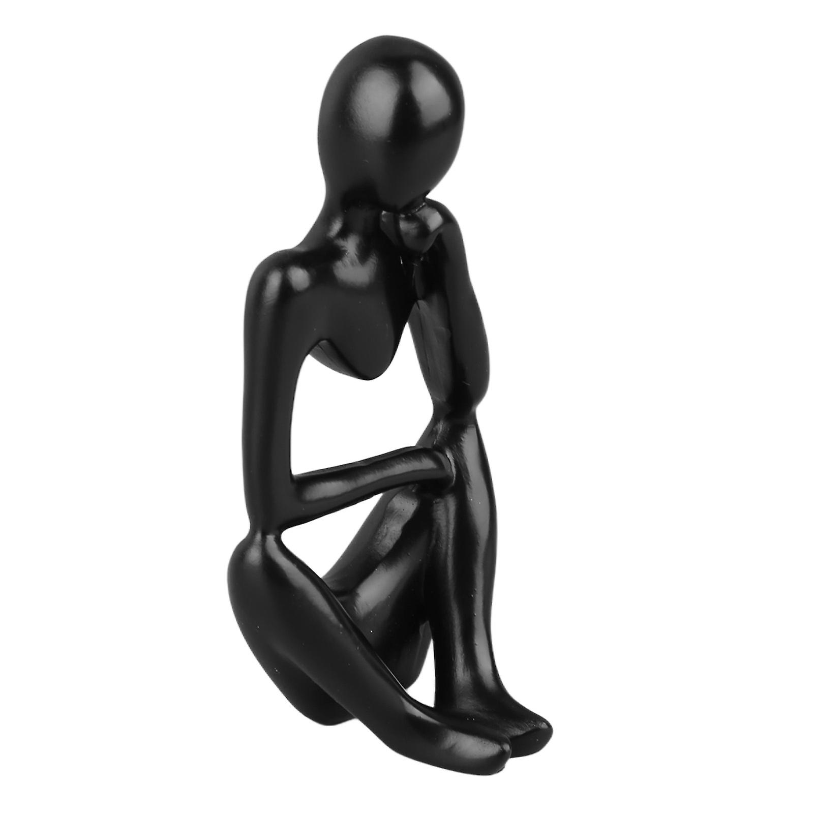Resin Thinker Statue Abstract Thinker Figure Thinker Style Decoration for Living Room Office Book Shelf Black Left 