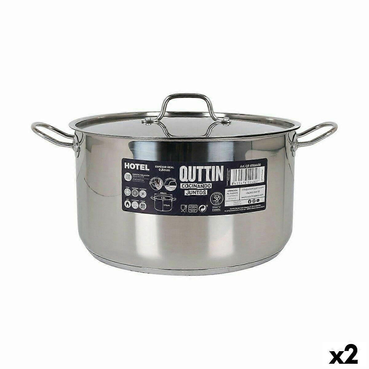 Topf mit Deckel Quttin Hotel Stahl ø 30 x 17 cm (2 Stück)