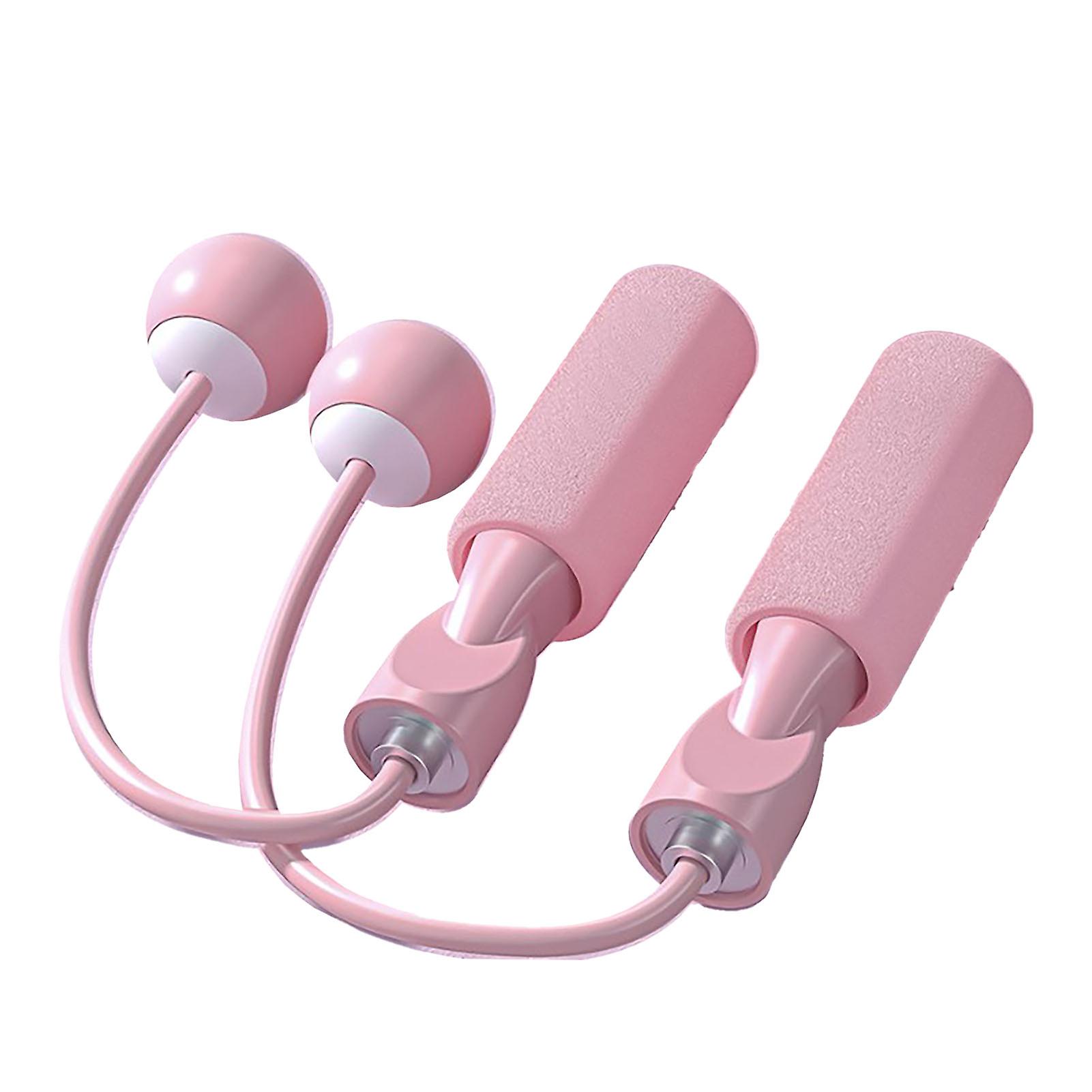 Cordless Jump Rope Weighted Pattern Handle Comfortable Foam Grip Light Weight Skipping Rope for Workout Fitness Pink