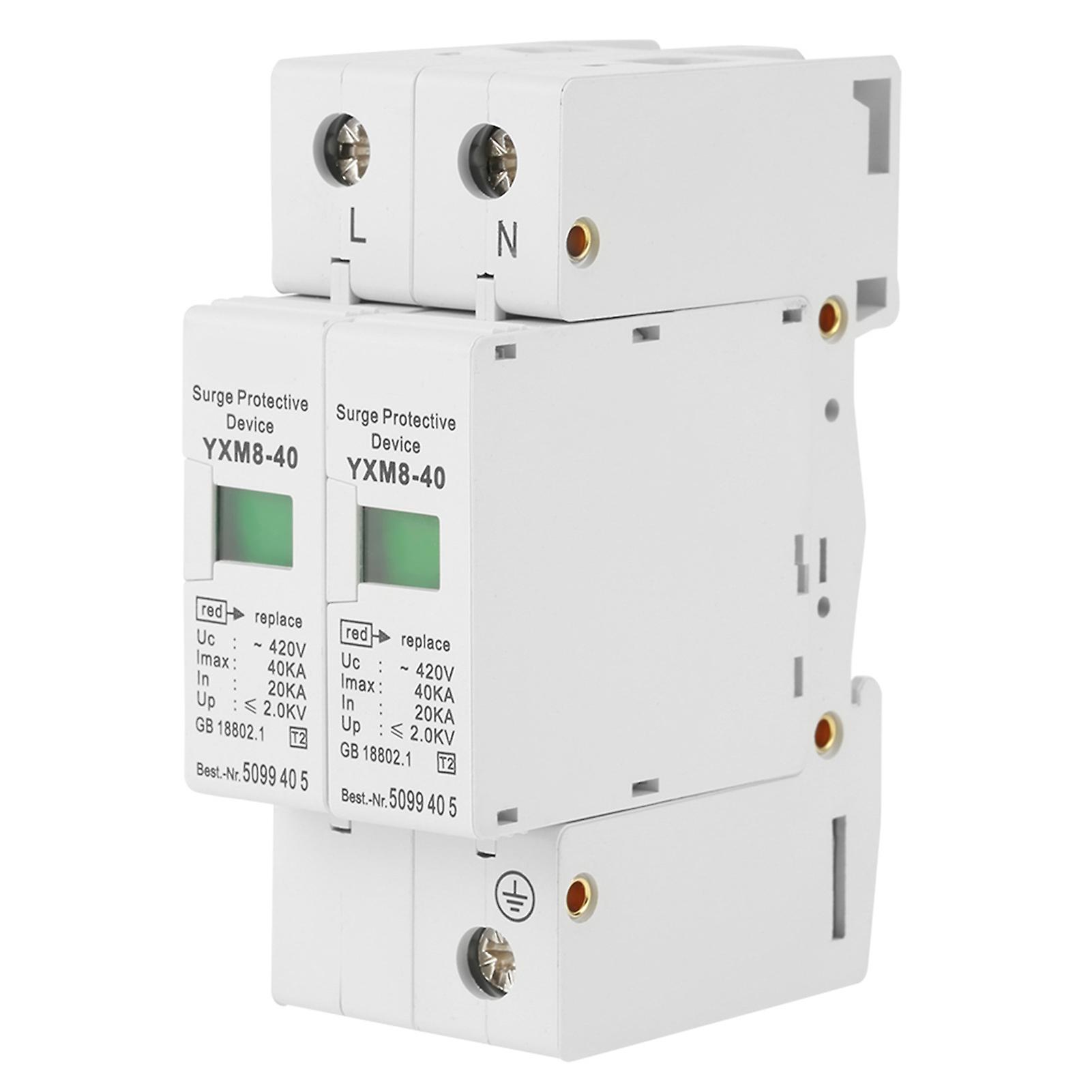 BOROCO Surge Protective Device, 1 pcs 220V 2P 40KA House Surge Protective Low voltage Arrester Device