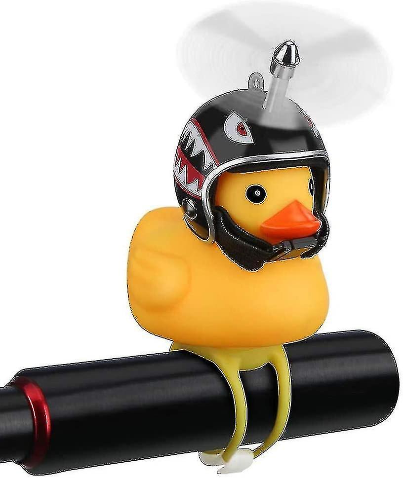 Rubber Duck Bike Horn With Led Lights, Adorable Propeller Handlebar Bicycle Accessories, With Hard H