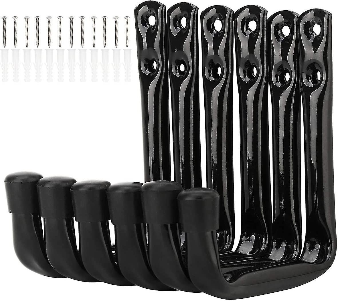 6 Pack Heavy Duty J Shaped Wall Hooks for Garage Storage 12mm
