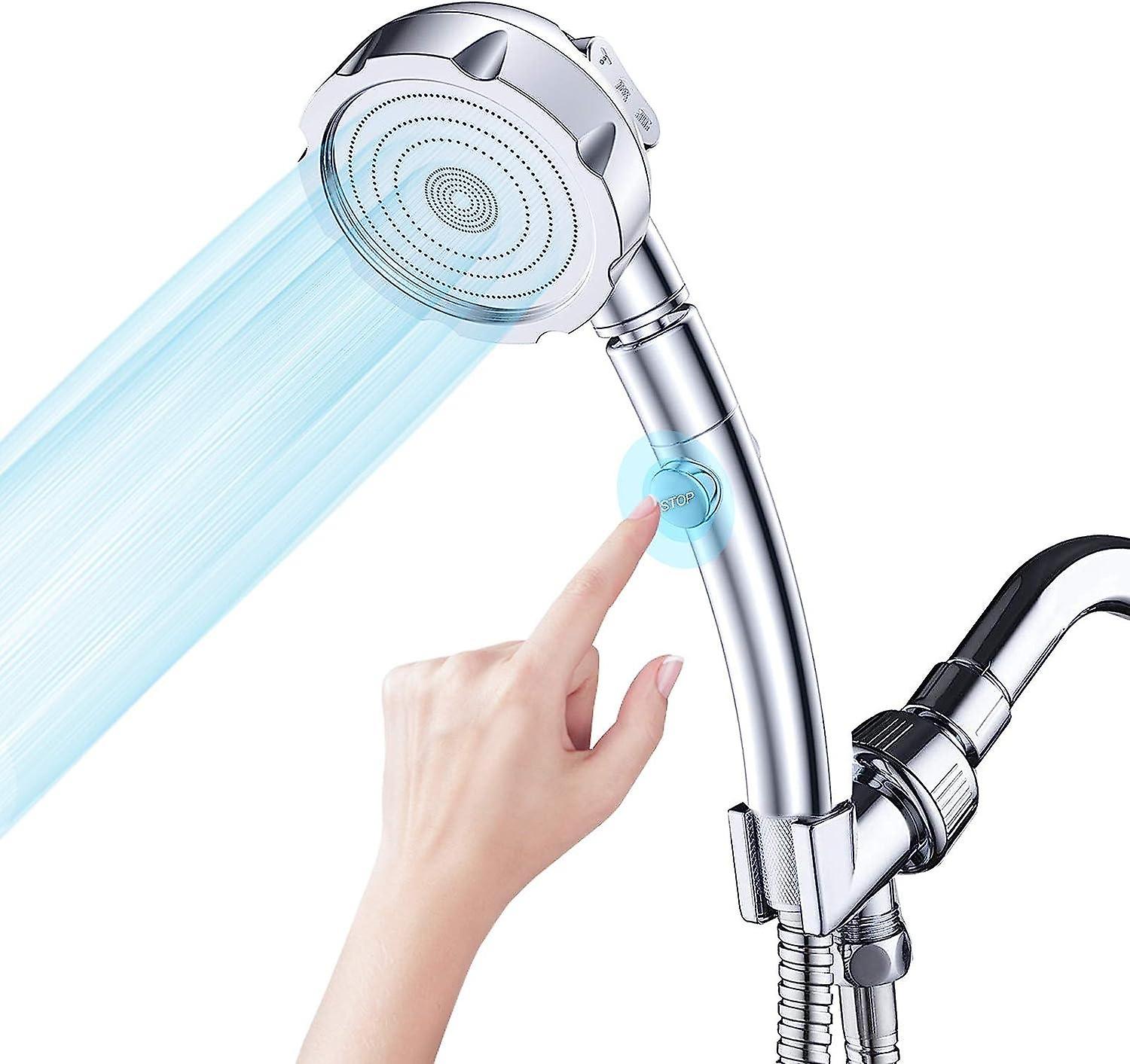 Shower Head, 3 Hand Shower Modes with 360 ° Rotation Shower Button Stop Universal Type High Pressure