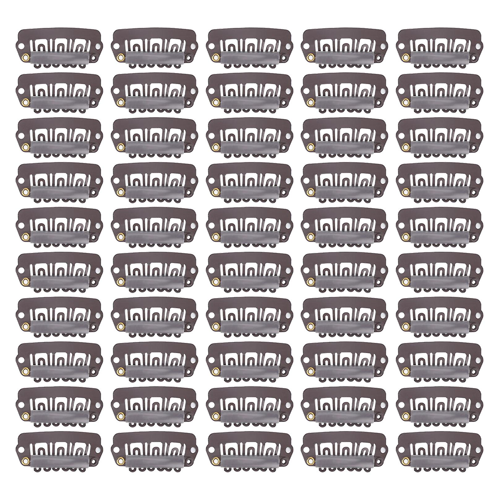 50pcs Metal Wig Snap Clips - Dark Brown