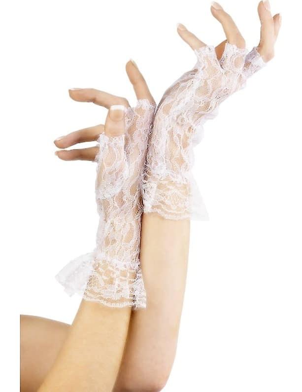 Women's lace white mittens
