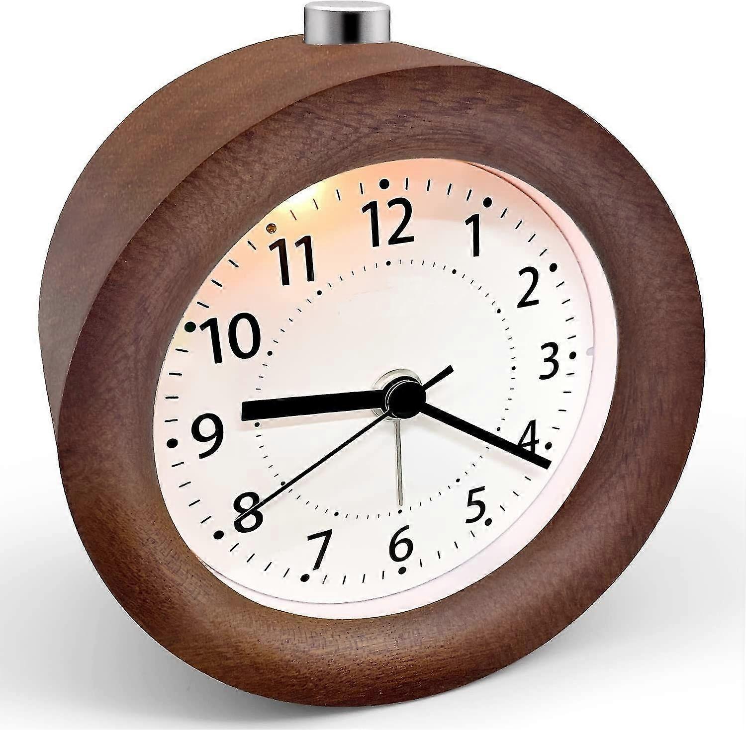 Battery Operated Morning Alarm Clock, aboveClock Wooden Alarm Clock with Snooze Function, Travel Ana
