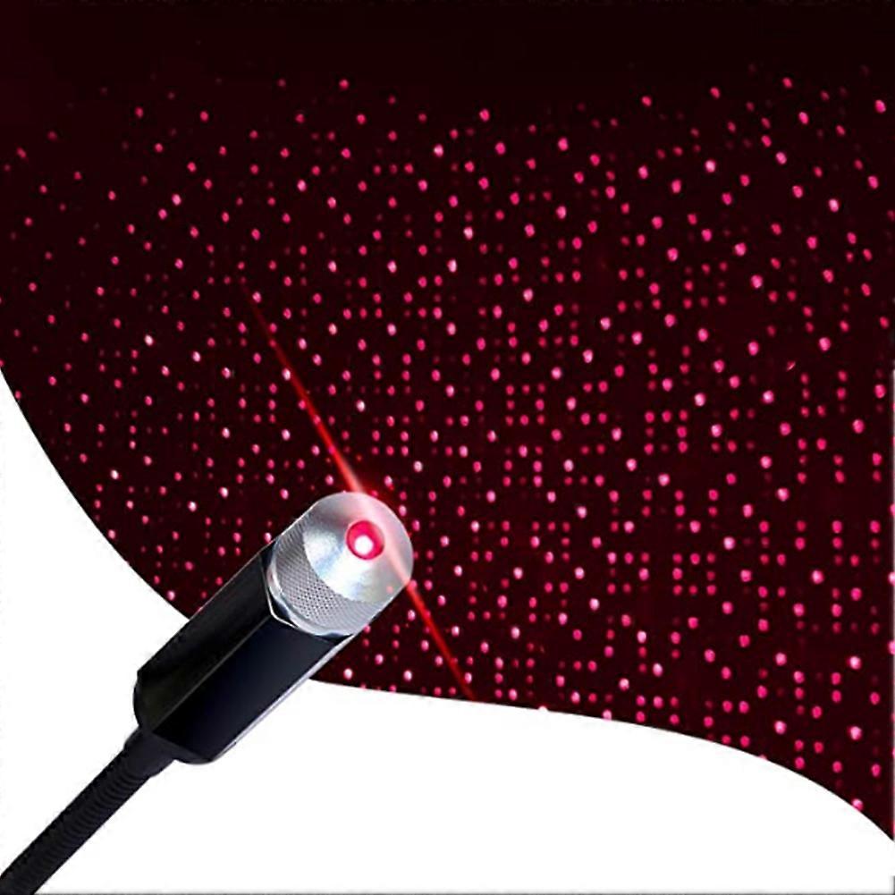 USB Car Roof Starry Sky Light Romantic Universal Ambient Projector Decorative LampRed 