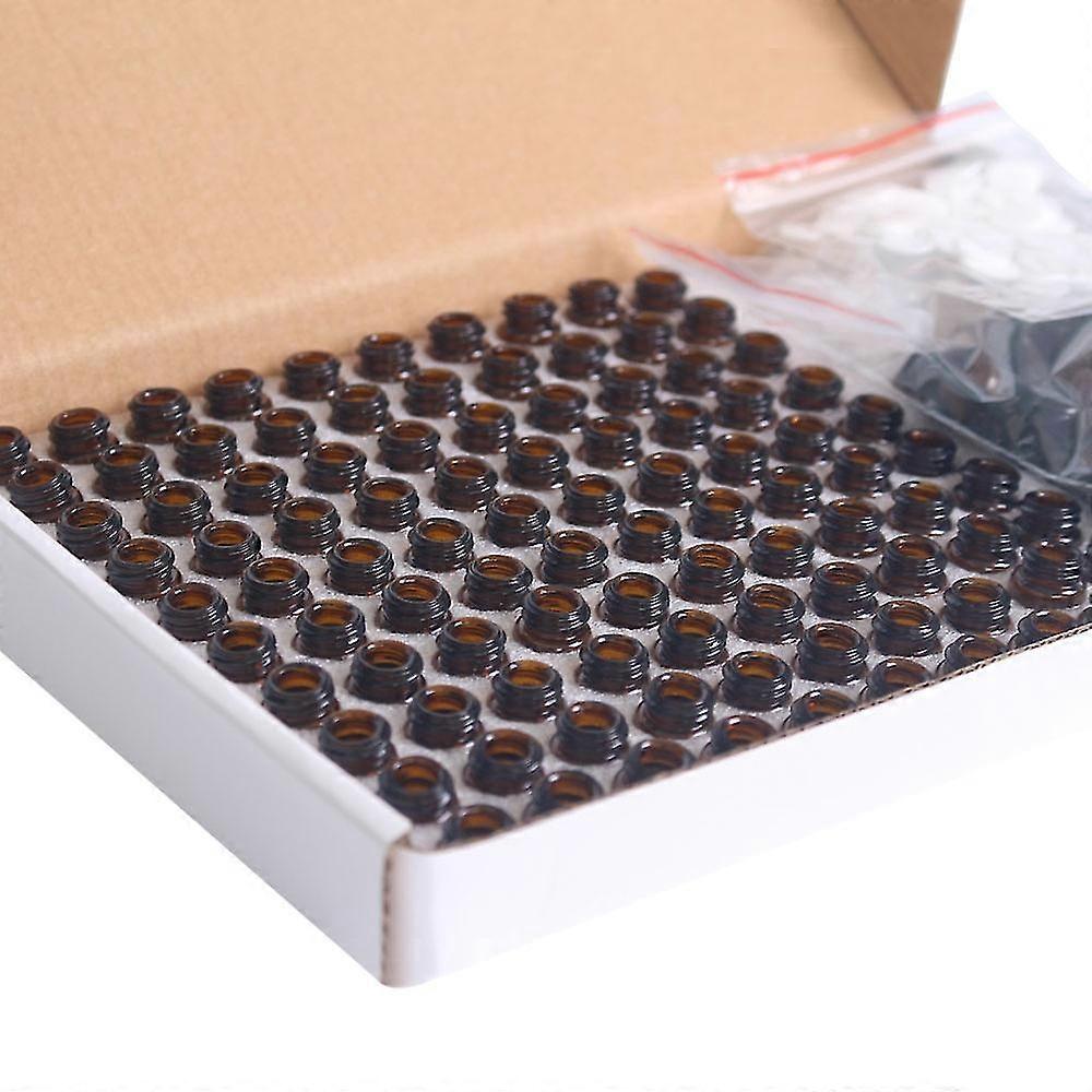 100 Pcs 1ml Empty Glass Sample Vials With Lids - Clear Small Bottles For Liquids, Spices, Oils, Crafts