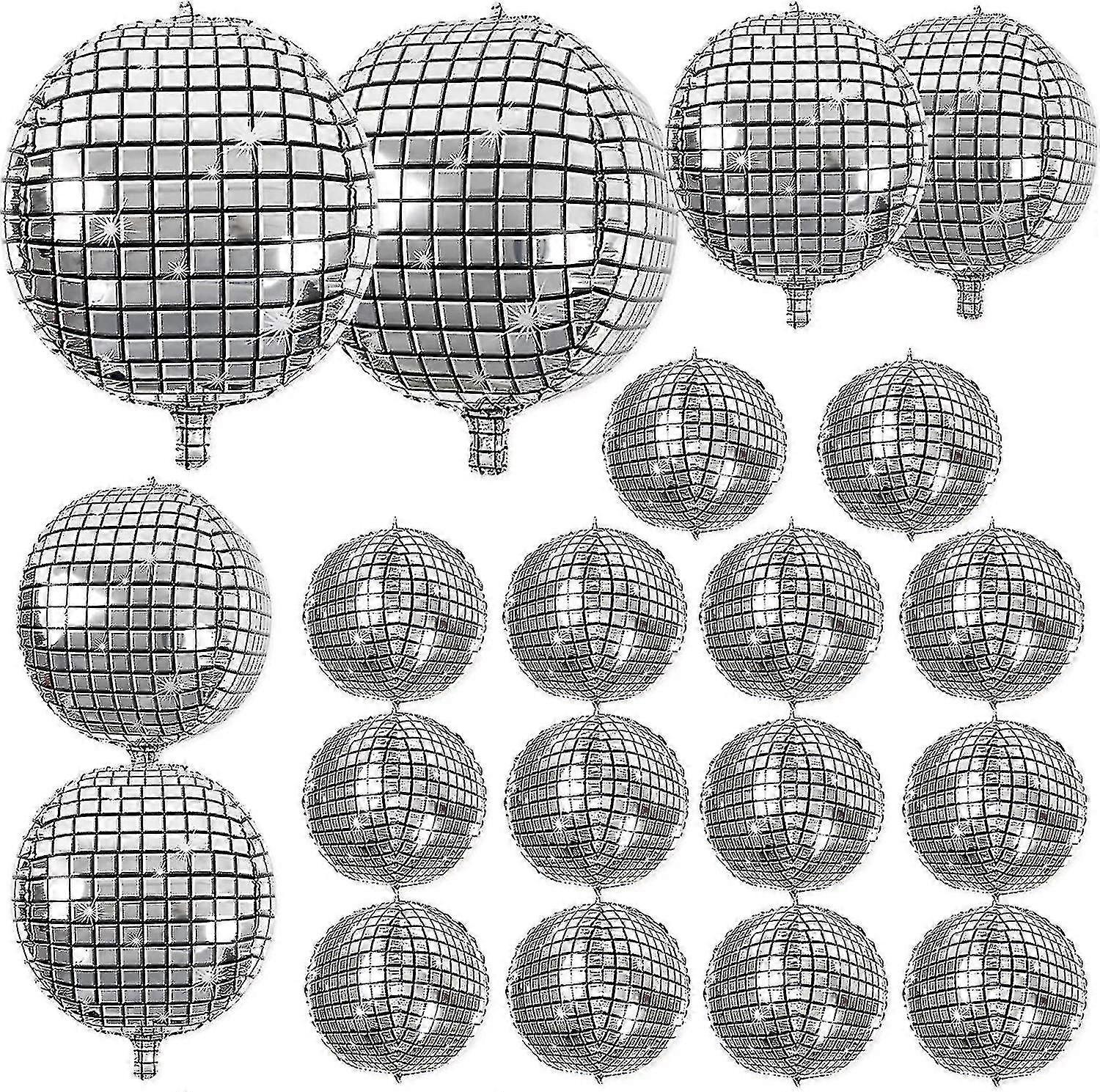 20 Pack Disco Ball Balloons Different Sizes - 4d Large Disco Balloons