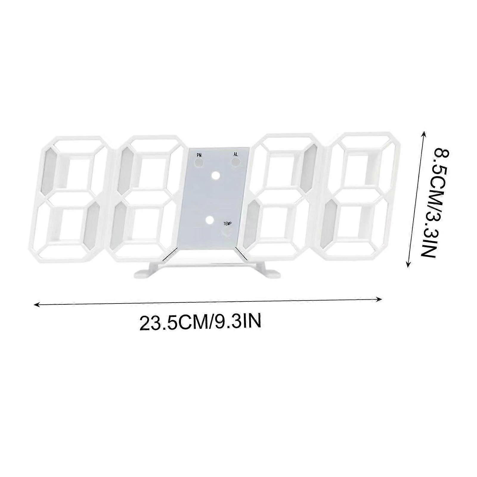 3D LED Digital Clock Wall Deco Glowing Night Mode Adjastable Electronic ...