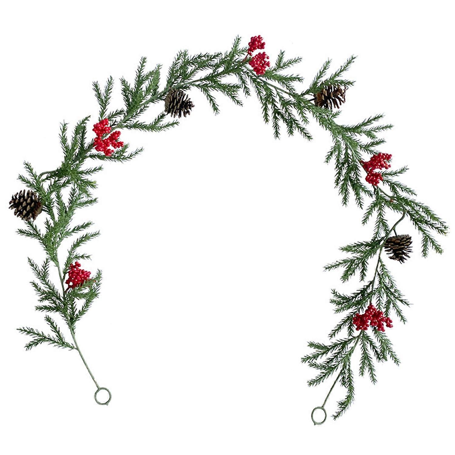 Artificial Rattan with Pine Cone Red Berries Design Realistic Looking Soft Flexible Indoor