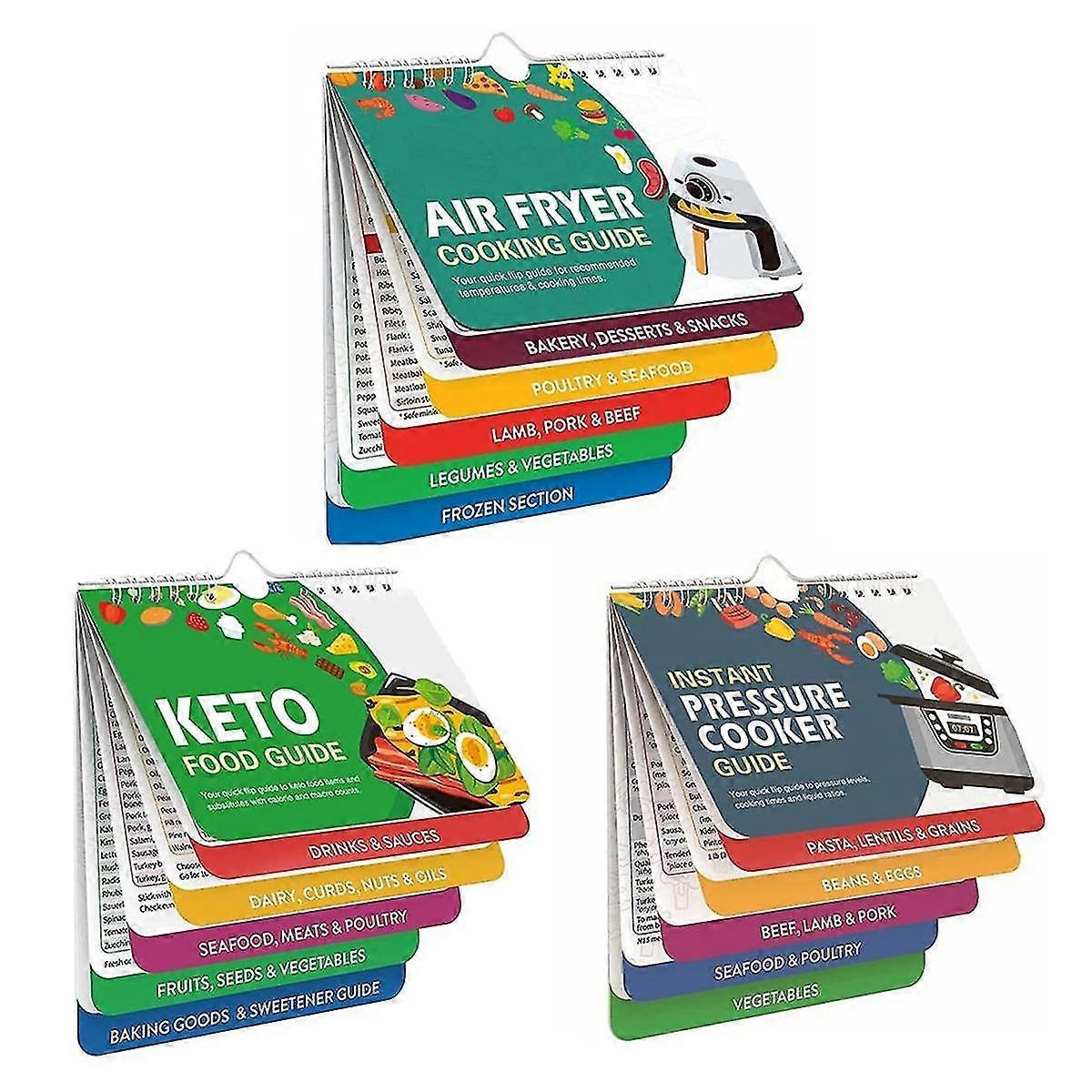 3 Set Air Fryer Cheat Sheet Magnets Cooking Guide Booklet, Cooking Times Chart, Cheat Sheet Magnets