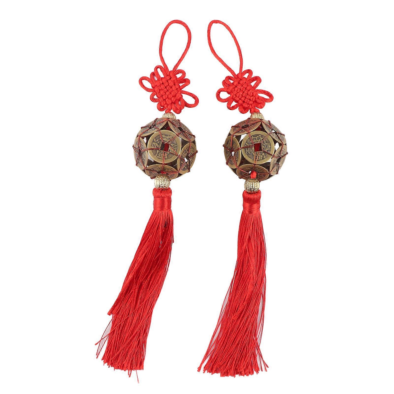 2Pcs Kinesisk Fortune Mynter og Knot Anheng Ancient Mynter Ornament Henger for bil / Bag