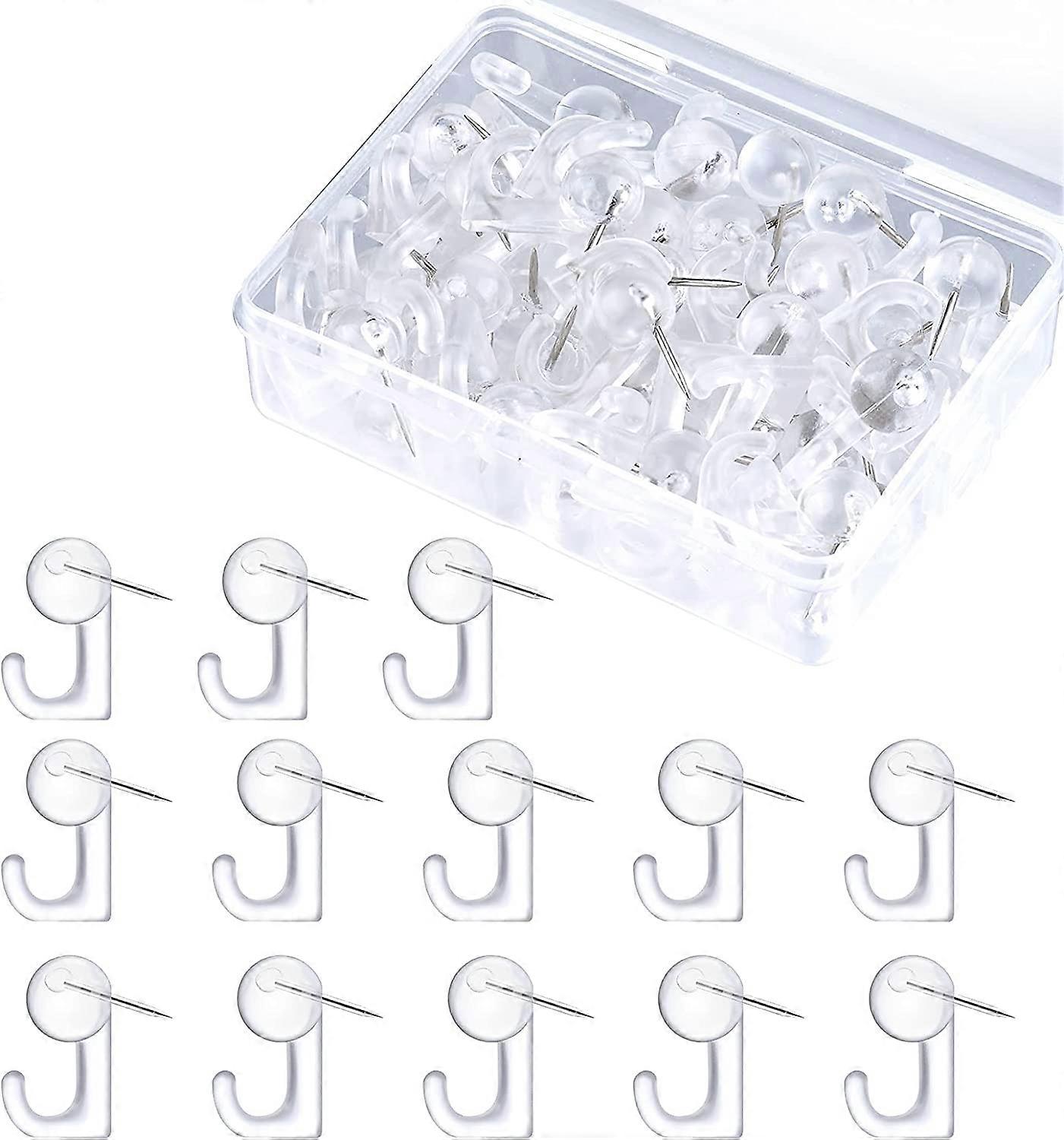 50pcs Bug hooks, Home Table Transparent suspension nails Round office supplies for home school