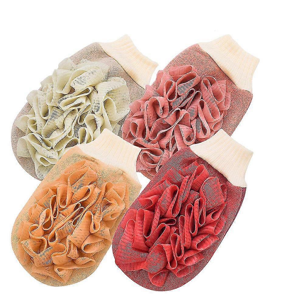 4 Pcs Exfoliant Double Usage Éponge De Bain Douche double face Gant