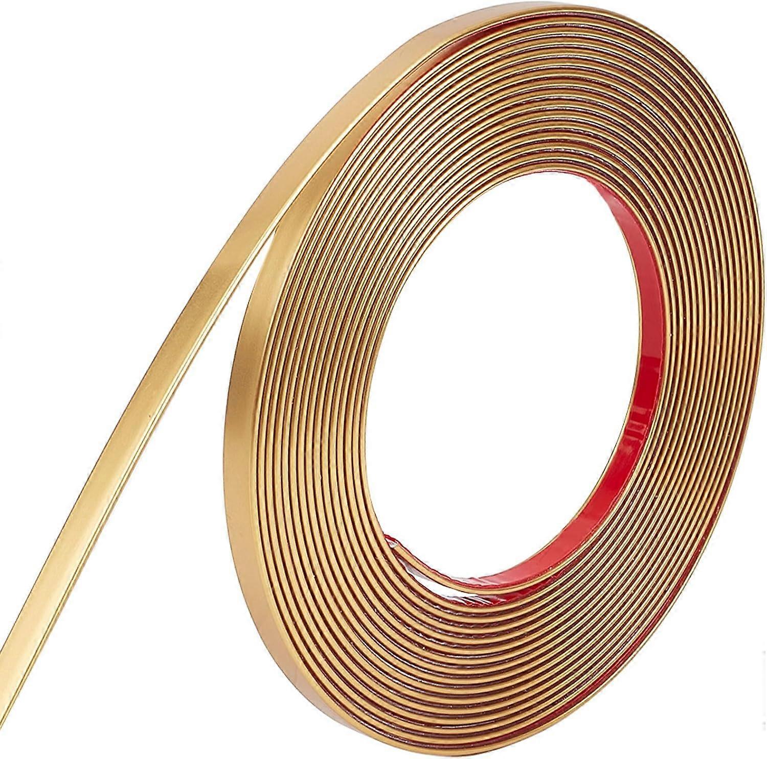 16.4Ft Gold Molding Trim 6.6mm Peel and Stick Flexible Mirror Border Self-Adhesive Decorative Strip Wall Ceiling Floor Cabinet Tile Edge Moulding Wate