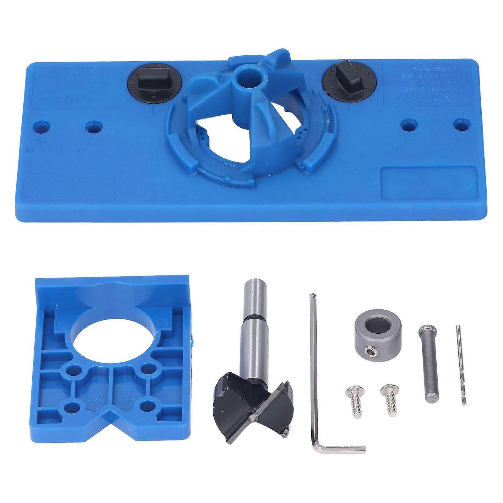 35mm Hinge Hole Saw Jig Drilling Guide Cutter Bit Set Woodworking Punching Boring LocatorBlue