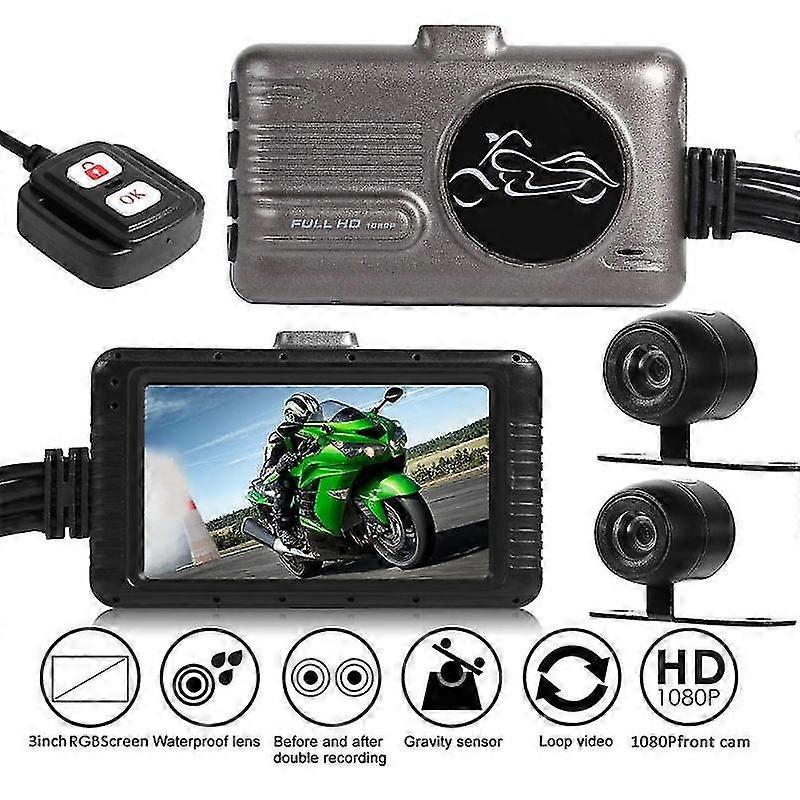 3Inch motorcycle dual camera dvr motor dash camera w special dual-track front rear view recorder motorbike camera recorder