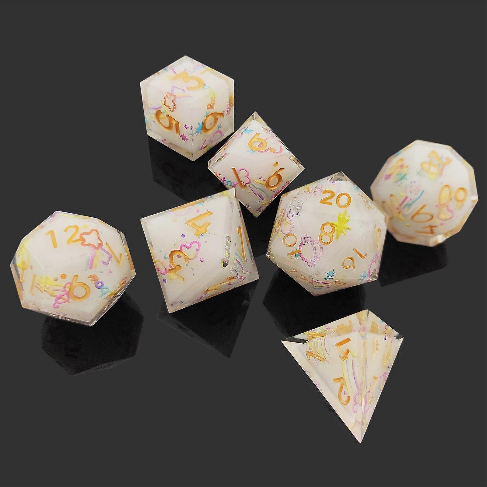 7pcs Dnd Game Dice, Rpg Resin Dice, Role Playing Game Dices For Board Game Trpg Dnd Dice Set Christmas Gift For Dnd Dice Player