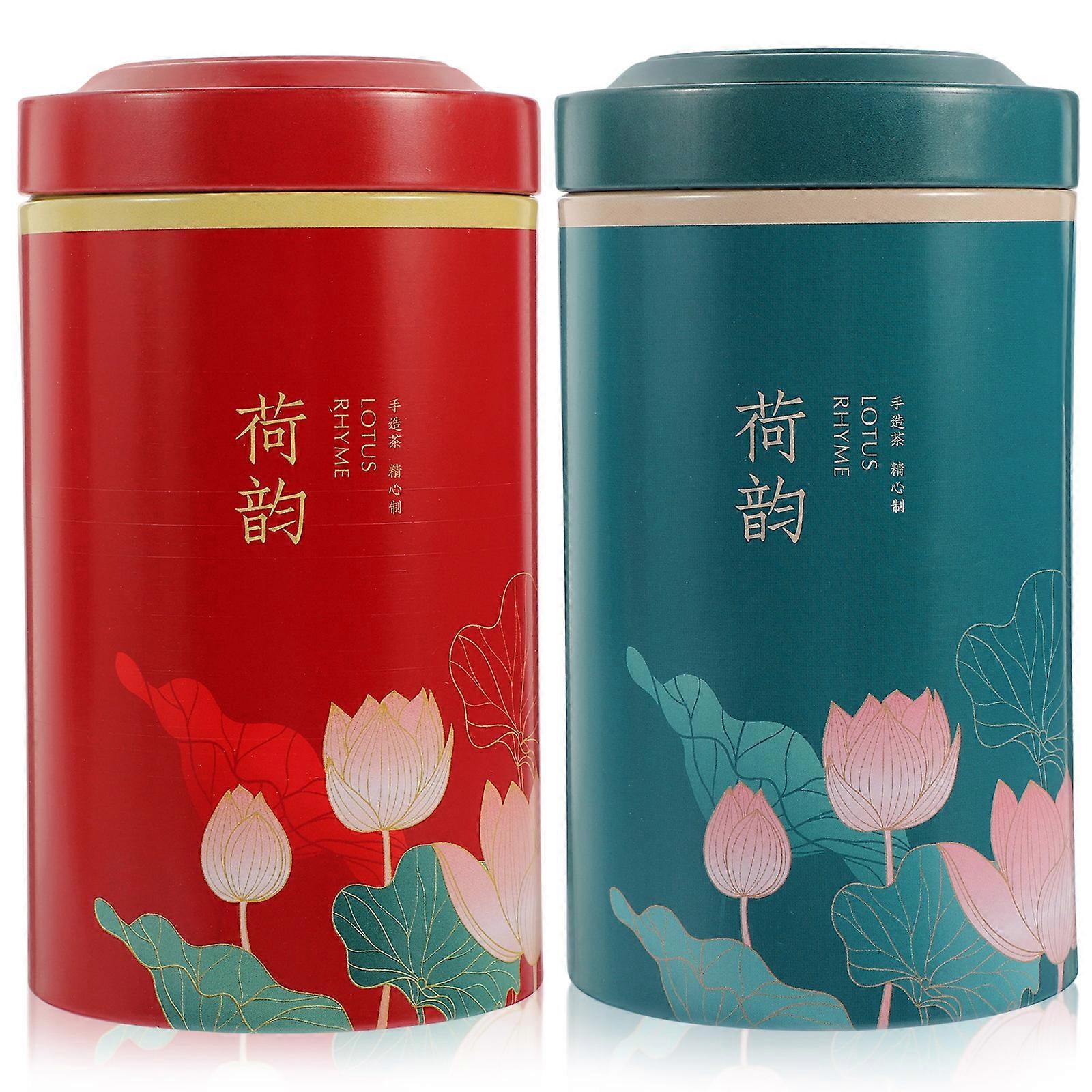 2 Pcs Drawer Organizer Set Tinplate Tea Container Food Storage Jar Tinplate Tea Canister