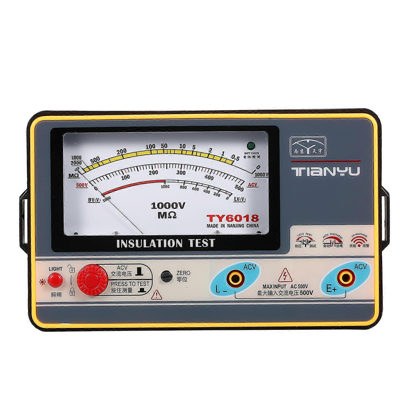 Insulation Resistance Meter Digital Ohmmeter  Handheld Insulation Tester Megameter 0-2000M 1000V High Accuracy Megohmmeter Insulation Measurement Inst