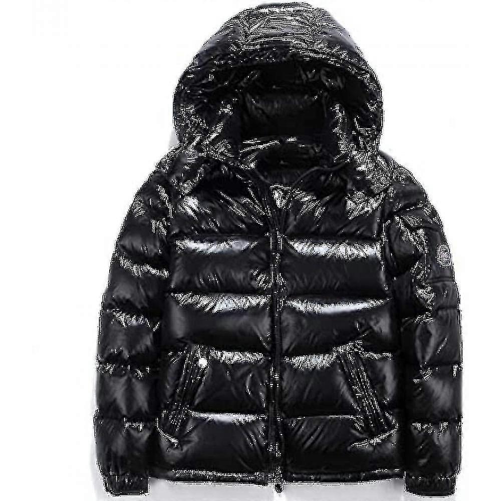 Shiny Down Jacket Men's Jacket Stand-up Tie Hood Down Jacket