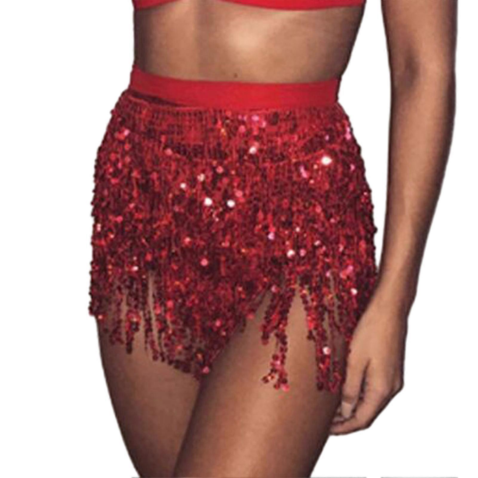 4 Layer Bellys Dance Shiny Sequin Hip Scarf Fashion Female Show Costumes for Bikini Clubwear