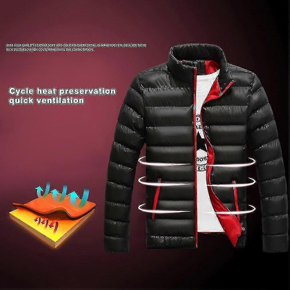 Men Thickened Cotton Jacket Stand Collar Solid Slim Cut Cotton Clothes