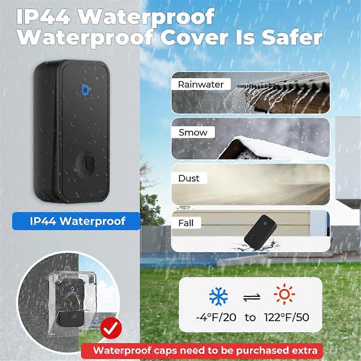Self Powered Wireless DoorBell No Battery Waterproof Door Bell for Kids Elderly Caller 2 Button 1 R