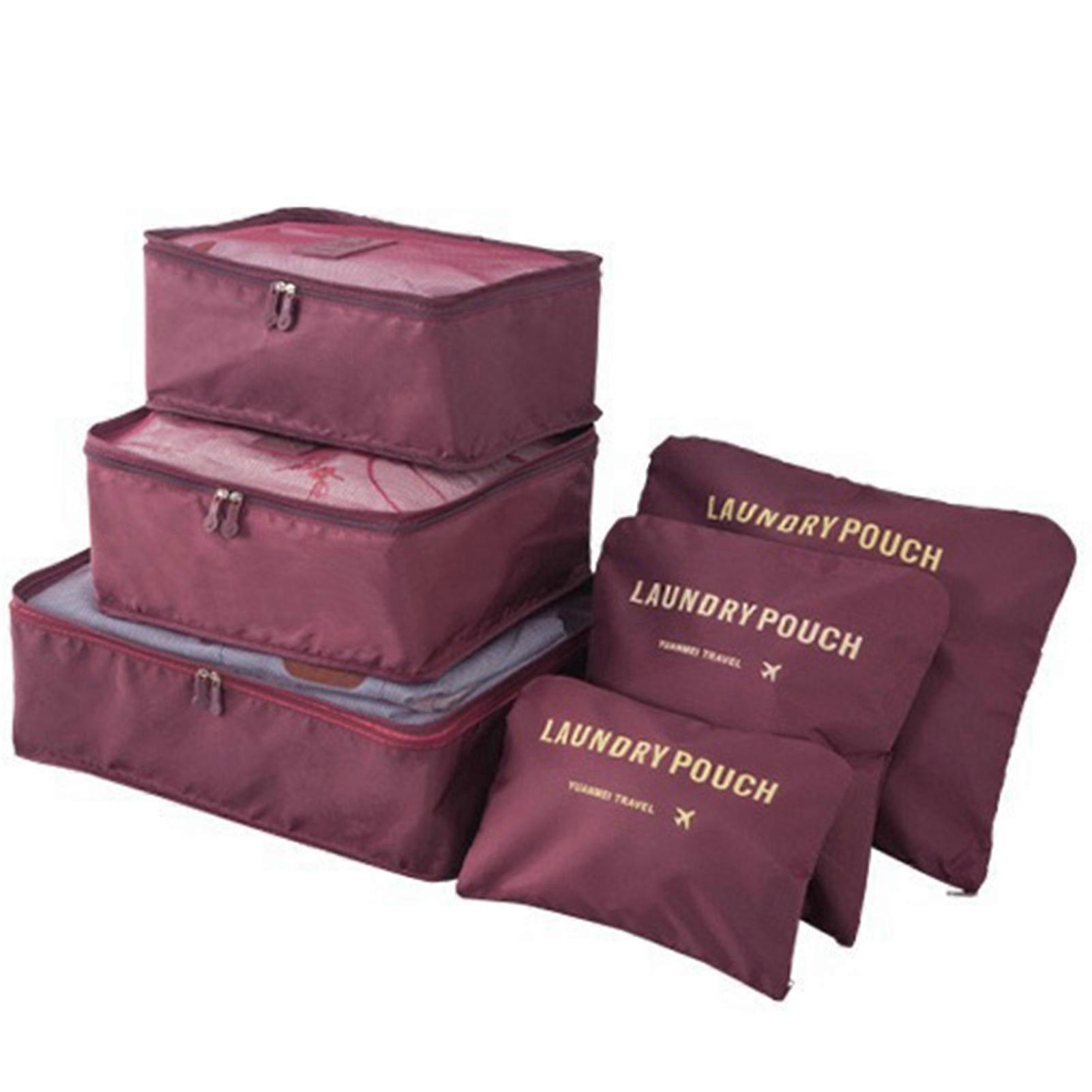 6pcs/set Travel Storage Bags Organiser Lightweight Zippered Closures Suitcase Organiser Bag for Home Trip