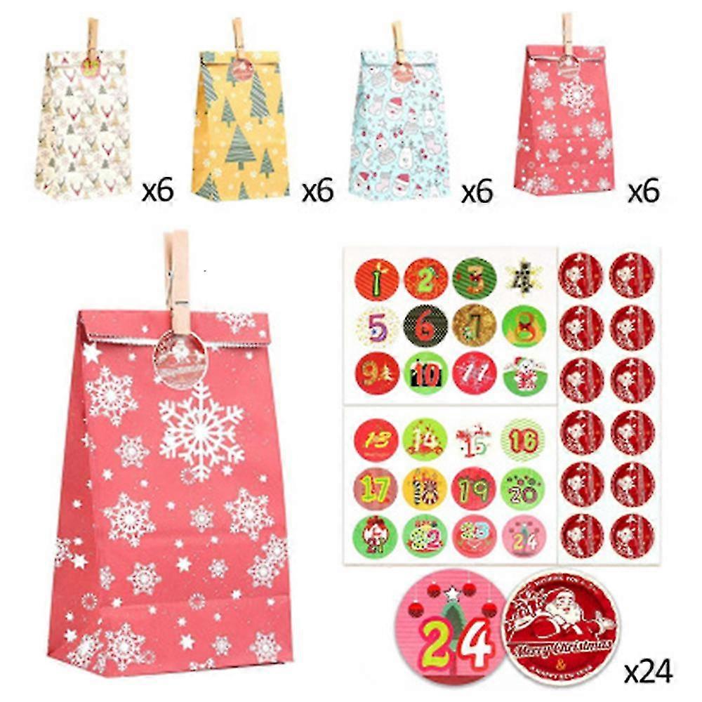 24 Pack Christmas Themed Gift Bags